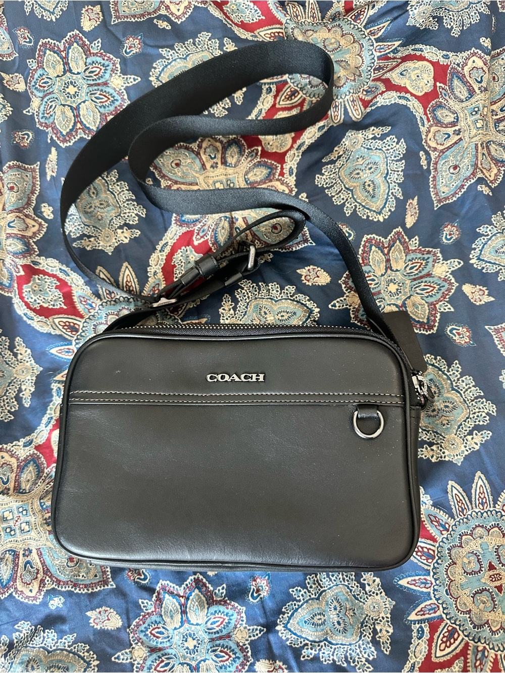 Coach New York Black Leather Camera Crossbody Bag